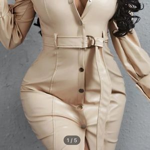 SHEIN Faux Leather Shirtdress Size Medium